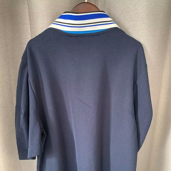 Navy Polo Shirt with Striped Collar (Size EU 40 / US L) - Picture 3 of 10